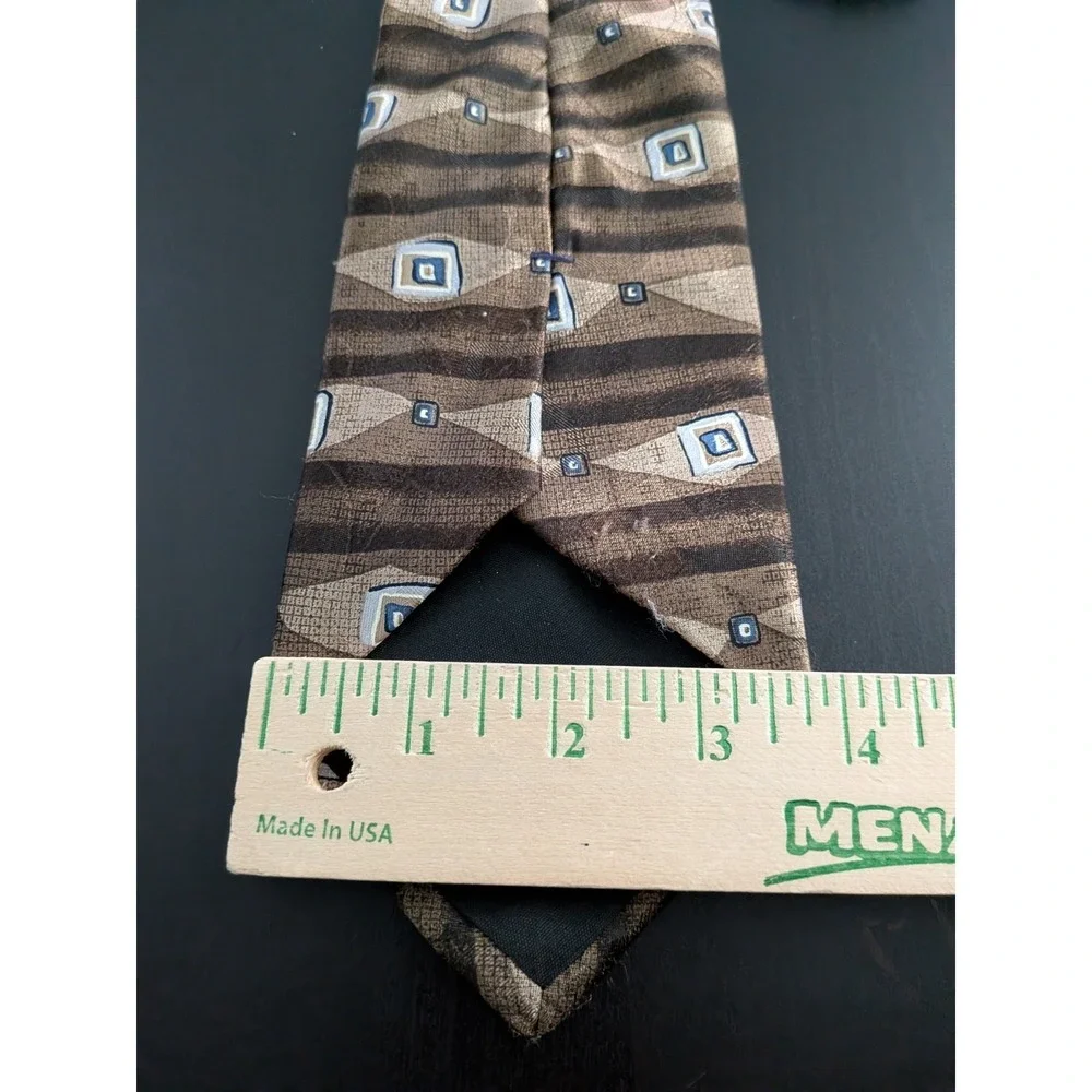 Vintage David Taylor Tie Necktie Brown‎ Abstract Clip On 20
